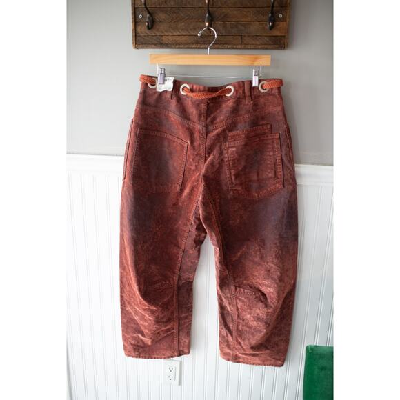 Free People We The Free Moxie Flocked Pull-On Barrel Jeans 25 NEW - Picture 4 of 5